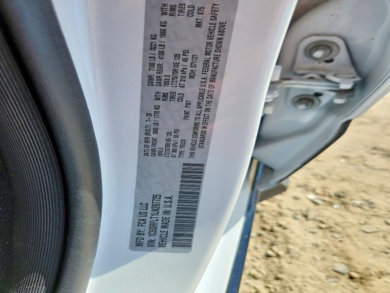2020 Ram 1500 მანქანა იყიდება აუქციონზე, vin: 1C6SRFLT1LN397725, აუქციონის ნომერი: 48066826