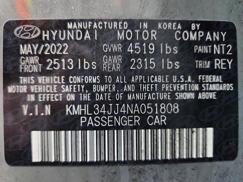 Продажа на аукционе авто 2022 Hyundai Sonata Hybrid, vin: KMHL34JJ4NA051808, номер лота: 48298466