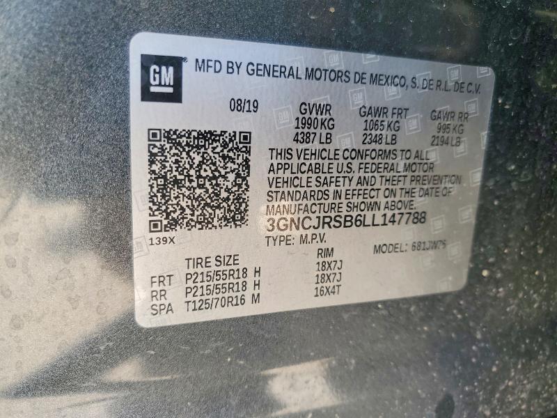 Aukcja sprzedaży 2020 Chevrolet Trax, vin: 3GNCJRSB6LL147788, numer aukcji: 48816116