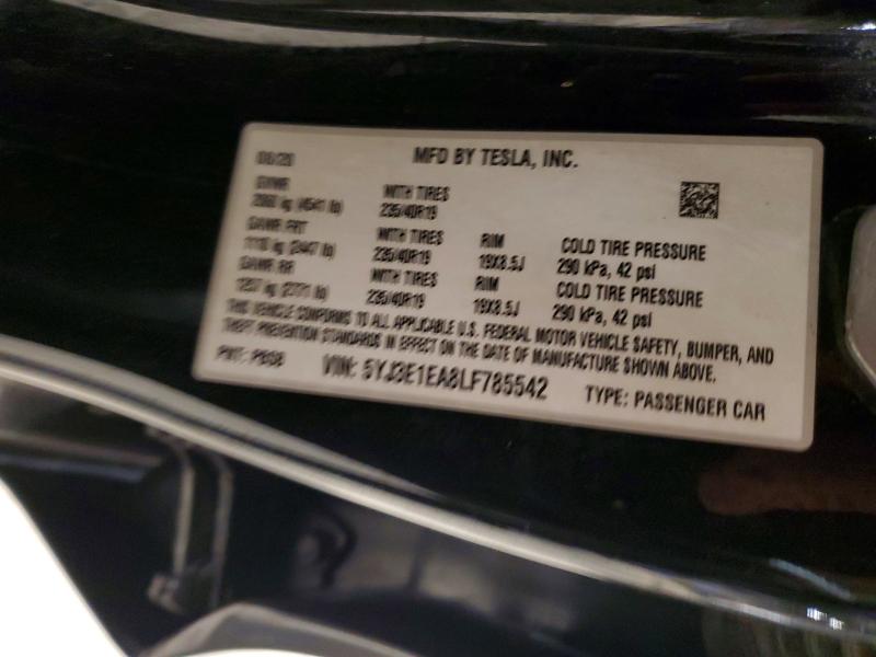 Продаж на аукціоні авто 2020 Tesla Model 3, vin: 5YJ3E1EA8LF785542, номер лоту: 51774066