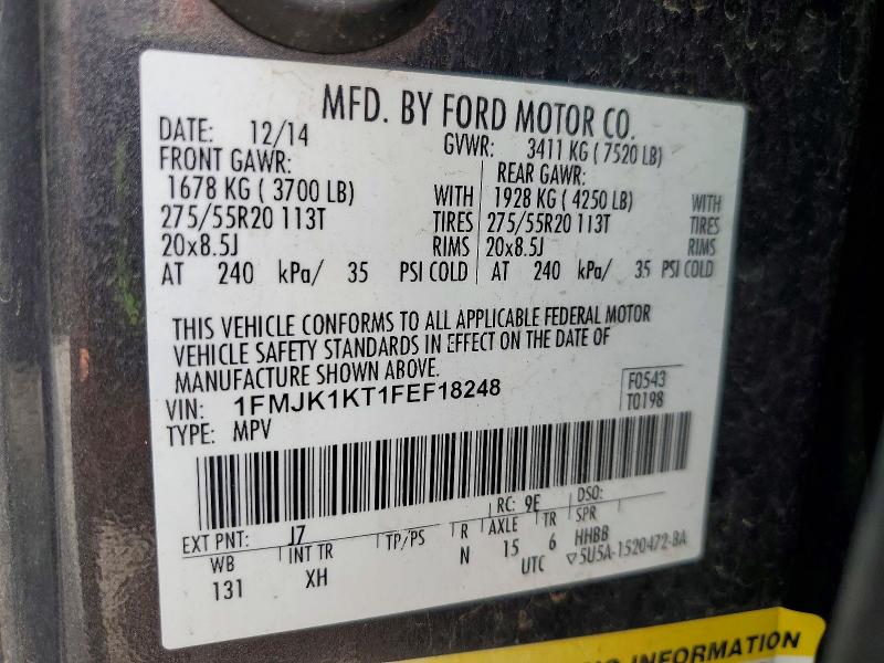 49453886 :رقم المزاد ، 1FMJK1KT1FEF18248 vin ، 2015 Ford Expedition مزاد بيع