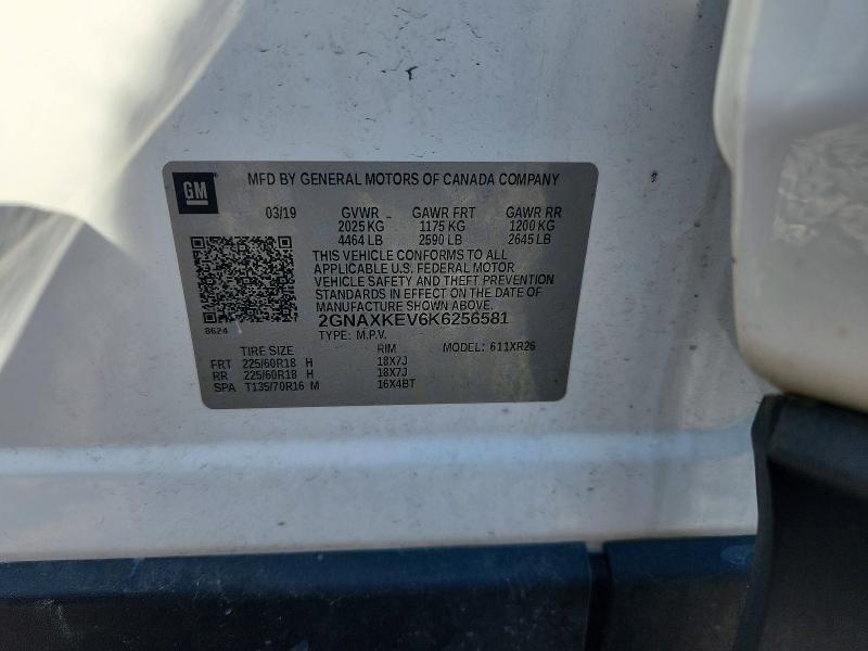 Продаж на аукціоні авто 2019 Chevrolet Equinox, vin: 2GNAXKEV6K6256581, номер лоту: 51613006
