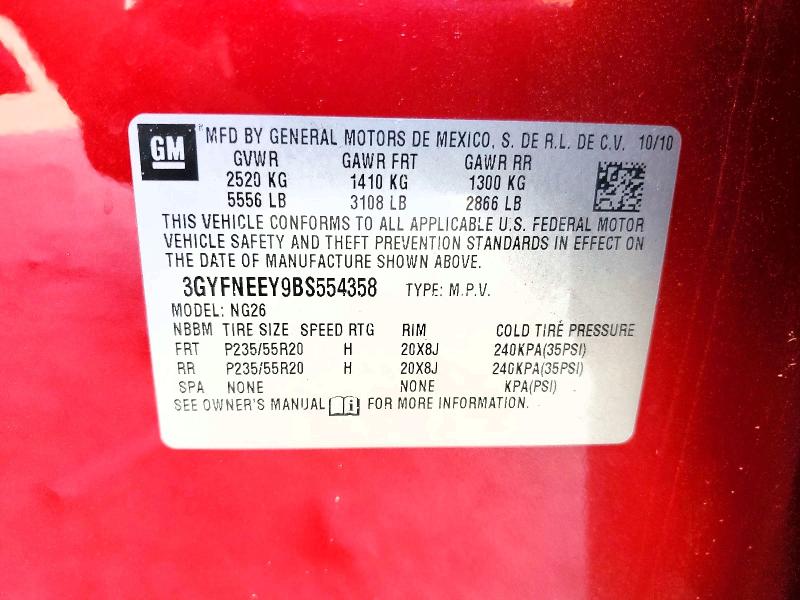 Aukcja sprzedaży 2011 Cadillac Srx, vin: 3GYFNEEY9BS554358, numer aukcji: 49114566
