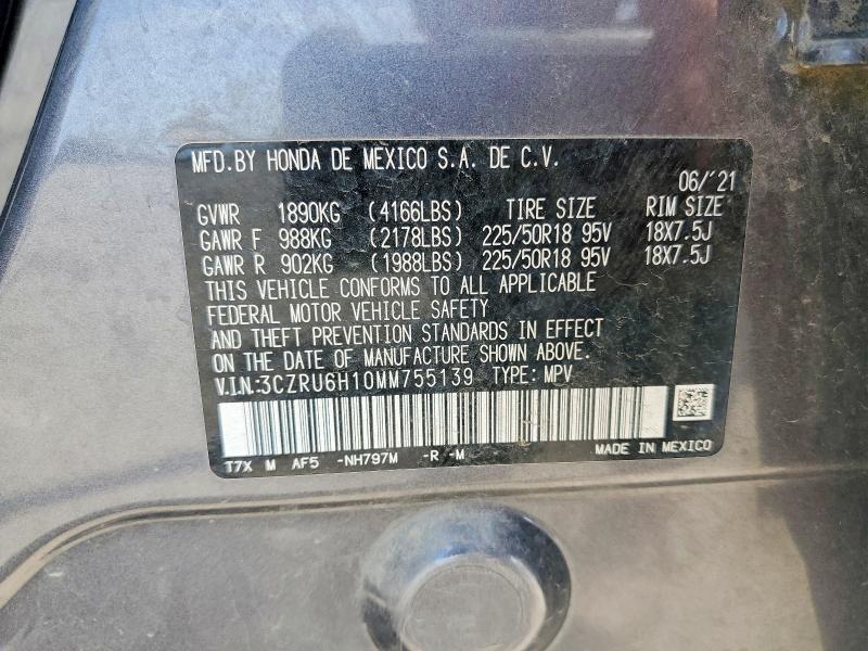Продажа на аукционе авто 2021 Honda Hr-v, vin: 3CZRU6H10MM755139, номер лота: 49754776