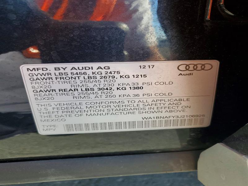 Aukcja sprzedaży 2018 Audi Q5, vin: WA1BNAFY3J2106925, numer aukcji: 48773546