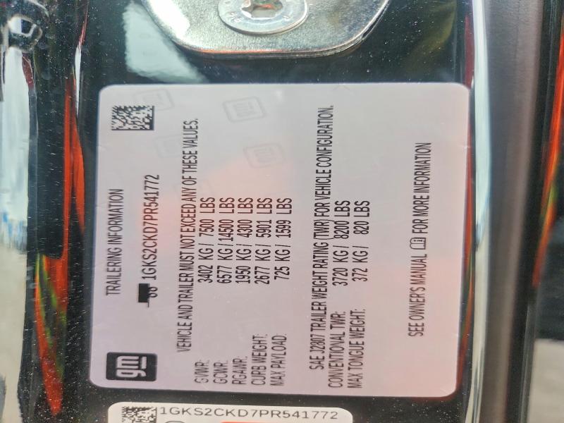 50882226 :رقم المزاد ، 1GKS2CKD7PR541772 vin ، 2023 Gmc Yukon مزاد بيع