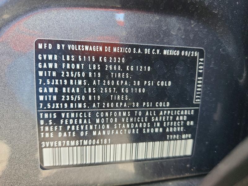 50739906 :رقم المزاد ، 3VVER7RM8TM004181 vin ، 2026 Volkswagen Tiguan مزاد بيع