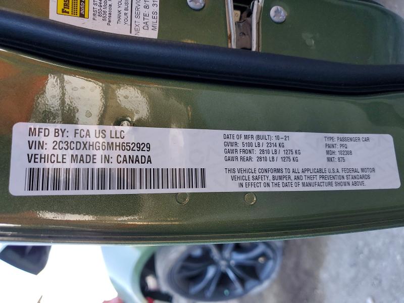 Aukcja sprzedaży 2021 Dodge Charger, vin: 2C3CDXHG6MH652929, numer aukcji: 51171996