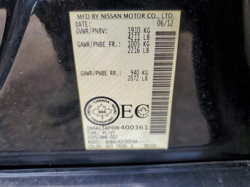 Aukcja sprzedaży 2013 Nissan Altima, vin: 1N4AL3AP4DN400361, numer aukcji: 50656856