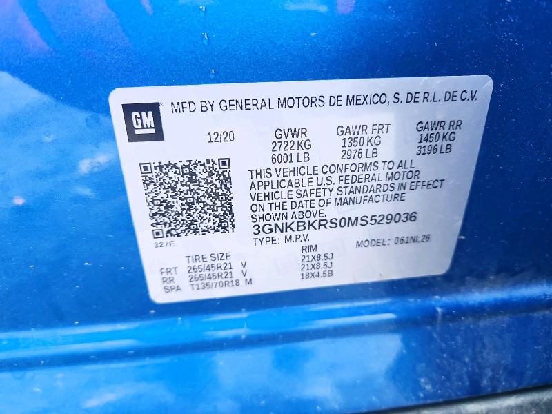 Aukcja sprzedaży 2021 Chevrolet Blazer, vin: 3GNKBKRS0MS529036, numer aukcji: 50419596