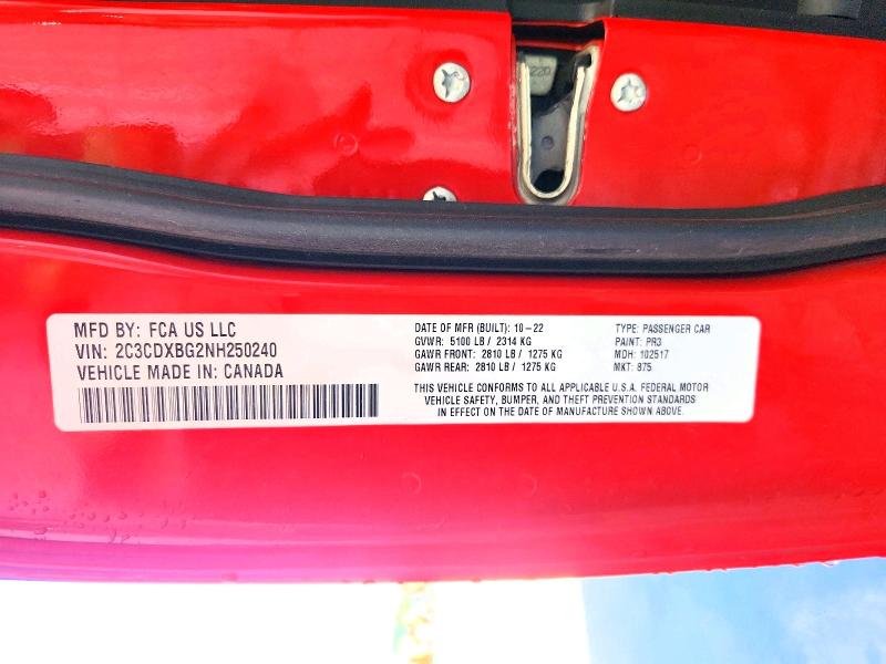 Aukcja sprzedaży 2022 Dodge Charger, vin: 2C3CDXBG2NH250240, numer aukcji: 47868186