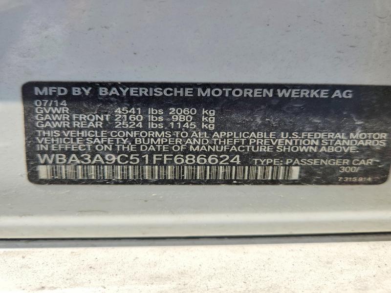 2015 Bmw 335 მანქანა იყიდება აუქციონზე, vin: WBA3A9C51FF686624, აუქციონის ნომერი: 50128016