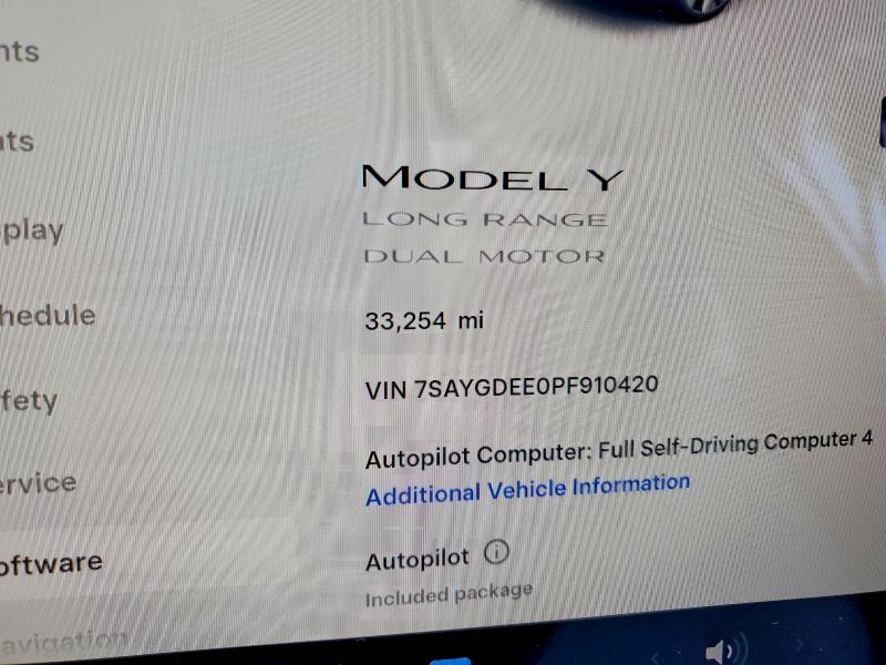 Aukcja sprzedaży 2023 Tesla Model Y, vin: 7SAYGDEE0PF910420, numer aukcji: 51031046