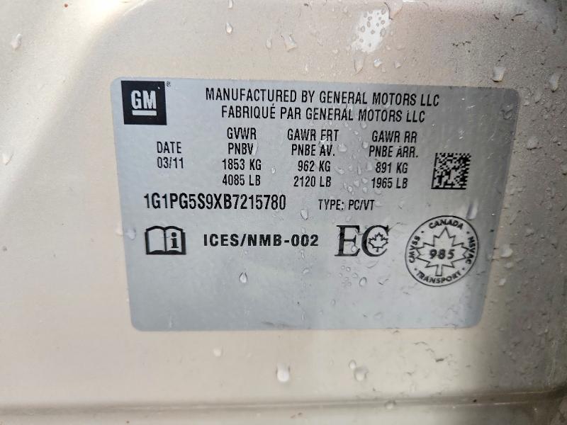 Продаж на аукціоні авто 2011 Chev Cruze, vin: 1G1PG5S9XB7215780, номер лоту: 48338066
