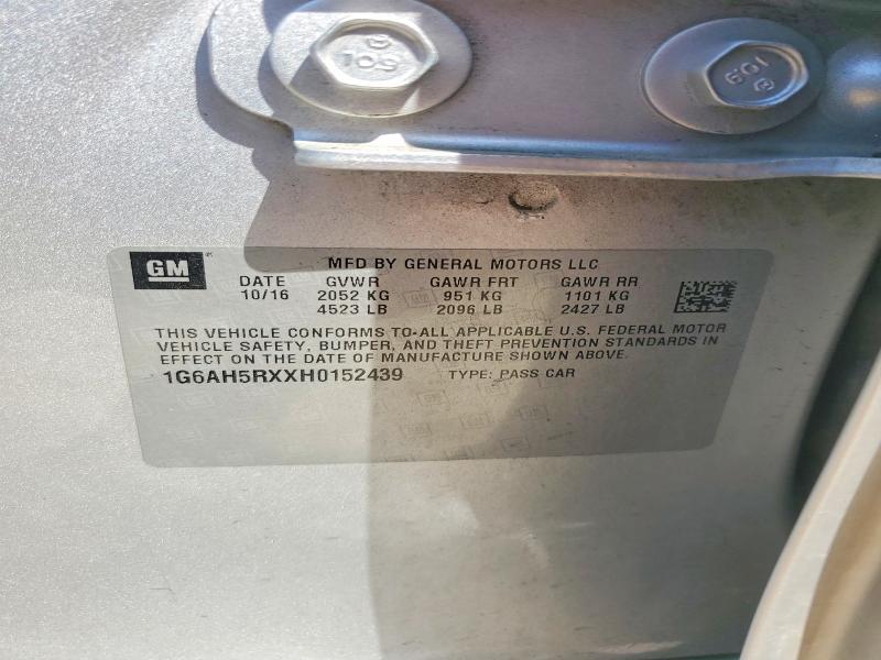 Продаж на аукціоні авто 2017 Cadillac Ats, vin: 1G6AH5RXXH0152439, номер лоту: 50943866