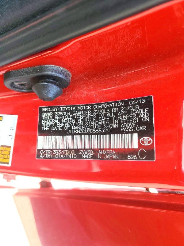 2013 Toyota Prius მანქანა იყიდება აუქციონზე, vin: JTDKN3DU7D5663261, აუქციონის ნომერი: 49608226