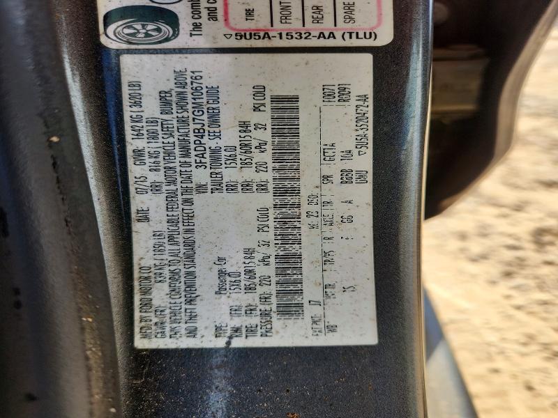 2016 Ford Fiesta მანქანა იყიდება აუქციონზე, vin: 3FADP4BJ7GM106761, აუქციონის ნომერი: 49902336