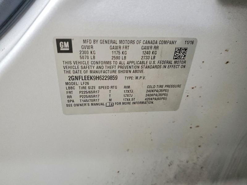 Продаж на аукціоні авто 2017 Chevrolet Equinox, vin: 2GNFLEEK9H6229859, номер лоту: 48862336