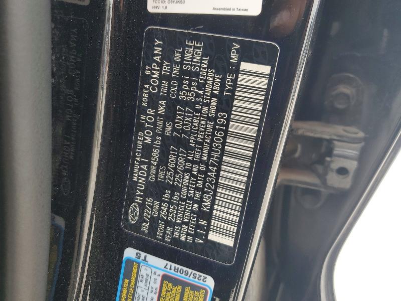 51469446 :رقم المزاد ، KM8J23A47HU306193 vin ، 2017 Hyundai Tucson مزاد بيع