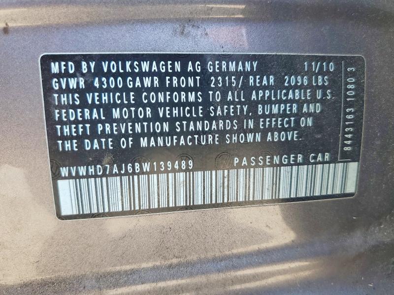 50694556 :رقم المزاد ، WVWHD7AJ6BW139489 vin ، 2011 Volkswagen Gti مزاد بيع
