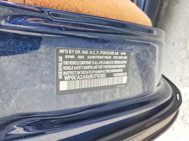 Auction sale of the 2011 Porsche Boxster, vin: WP0CA2A86BU710302, lot number: 49515496