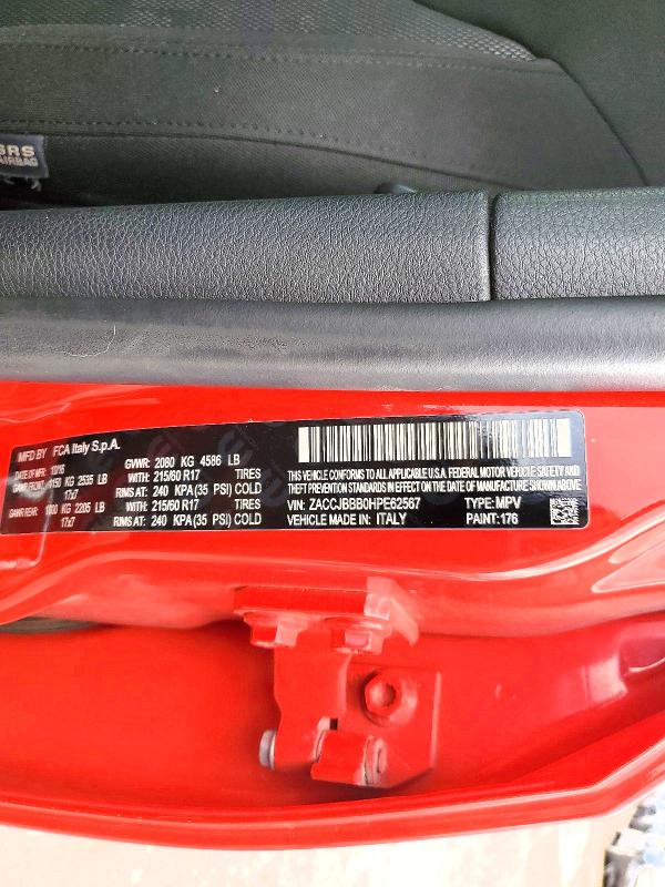 Aukcja sprzedaży 2017 Jeep Renegade, vin: ZACCJBBB0HPE62567, numer aukcji: 50601146