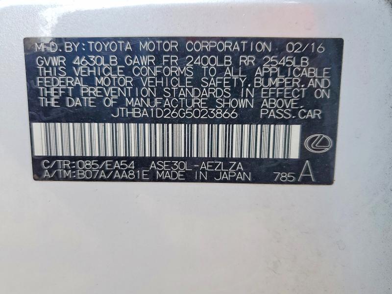 Aukcja sprzedaży 2016 Lexus Is 200t, vin: JTHBA1D26G5023866, numer aukcji: 48141296