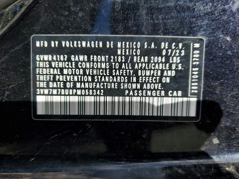 Продажа на аукционе авто 2023 Volkswagen Jetta, vin: 3VW7M7BU8PM058342, номер лота: 48538426