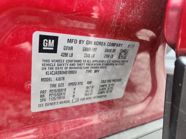 Aukcja sprzedaży 2017 Buick Encore, vin: KL4CJASB0HB109924, numer aukcji: 50449526