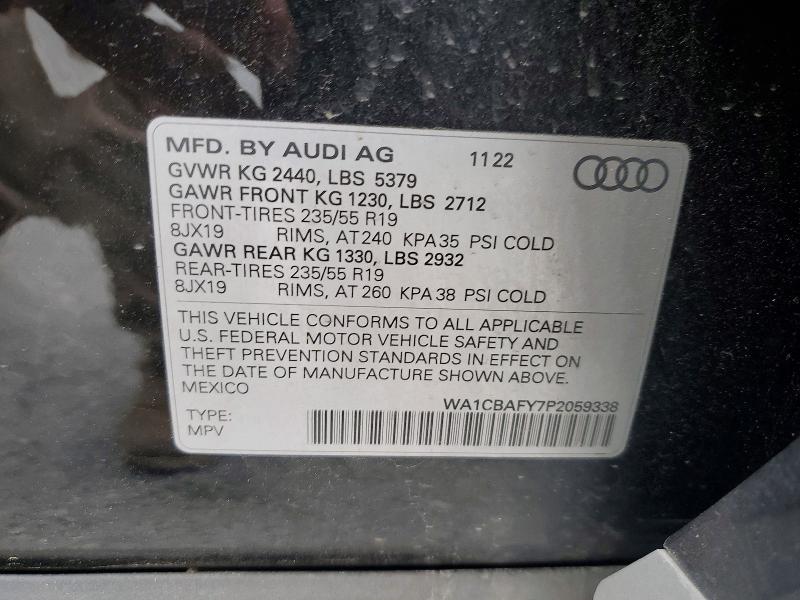 Aukcja sprzedaży 2023 Audi Q5, vin: WA1CBAFY7P2059338, numer aukcji: 51462786