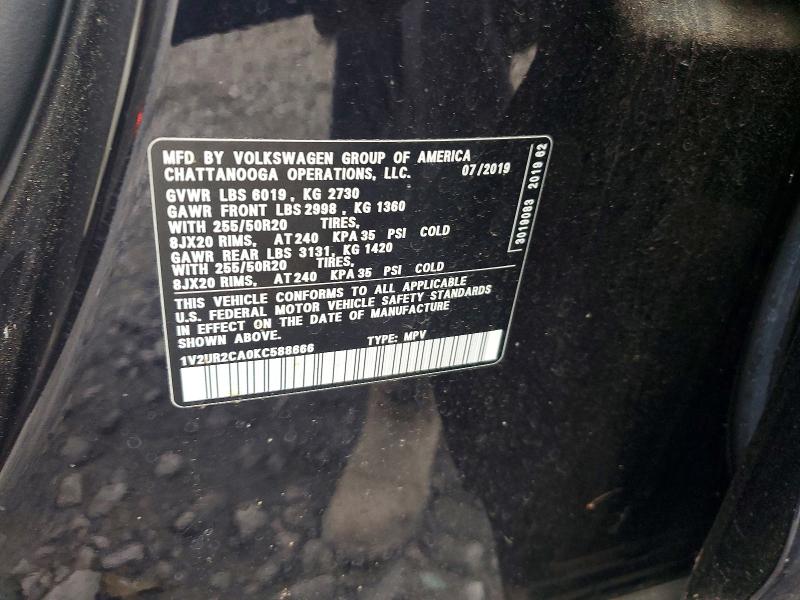 Aukcja sprzedaży 2019 Volkswagen Atlas, vin: 1V2UR2CA0KC588666, numer aukcji: 51462626