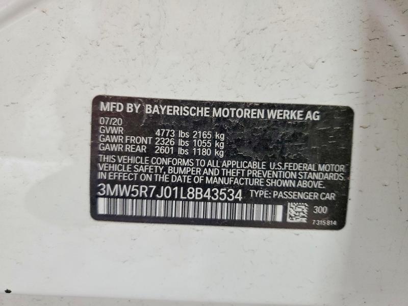 Продажа на аукционе авто 2020 Bmw 330xi, vin: 3MW5R7J01L8B43534, номер лота: 49744626