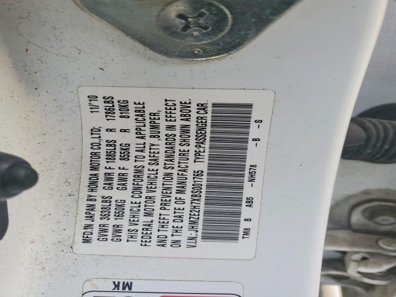 2011 Honda Insight მანქანა იყიდება აუქციონზე, vin: JHMZE2H7XBS001765, აუქციონის ნომერი: 51064456