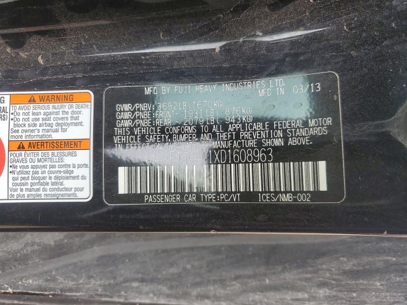 2013 Subaru Brz მანქანა იყიდება აუქციონზე, vin: JF1ZCAC1XD1608963, აუქციონის ნომერი: 50396536