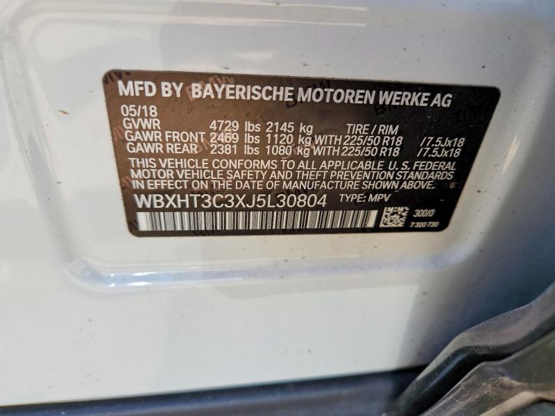 Aukcja sprzedaży 2018 Bmw X1, vin: WBXHT3C3XJ5L30804, numer aukcji: 50750786