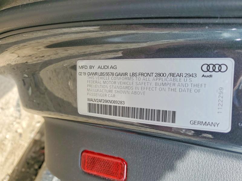 49417156 :رقم المزاد ، WAUV2AF26KN089283 vin ، 2019 Audi A7 مزاد بيع