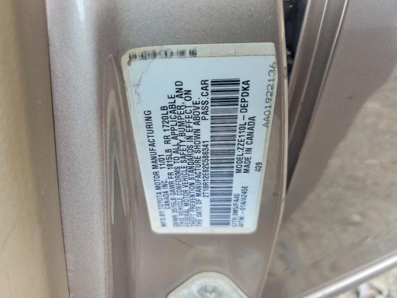Aukcja sprzedaży 2002 Toyota Corolla, vin: 2T1BR12E82C586341, numer aukcji: 50182176
