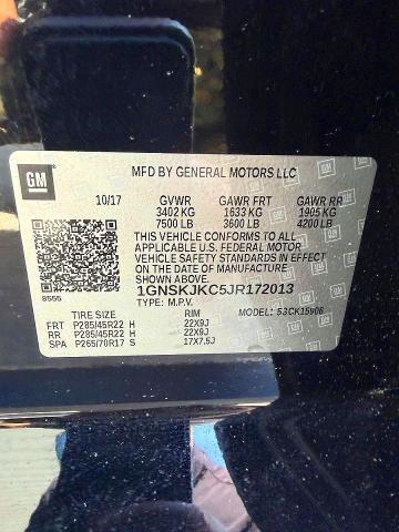 Aukcja sprzedaży 2018 Chevrolet Suburban, vin: 1GNSKJKC5JR172013, numer aukcji: 49986246