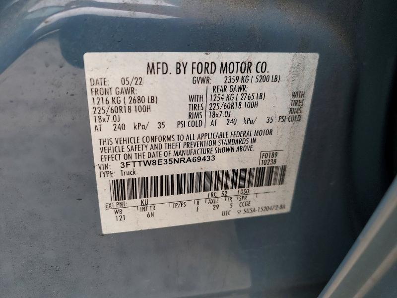 Aukcja sprzedaży 2022 Ford Maverick, vin: 3FTTW8E35NRA69433, numer aukcji: 51468196