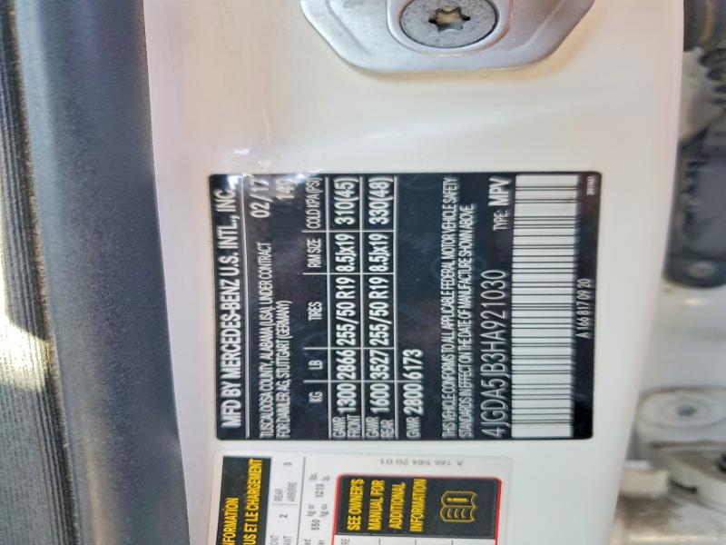 48779526 :رقم المزاد ، 4JGDA5JB3HA921030 vin ، 2017 Mercedes-benz Gle مزاد بيع