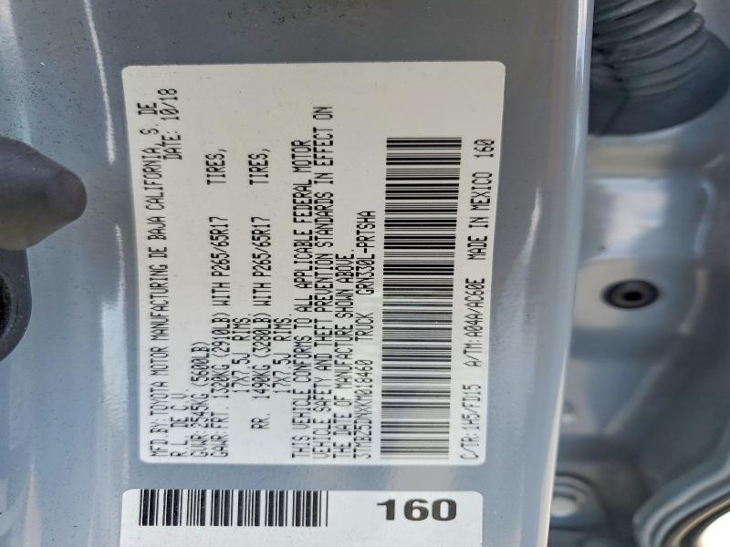 2019 Toyota Tacoma მანქანა იყიდება აუქციონზე, vin: 3TMBZ5DNXKM018460, აუქციონის ნომერი: 49636586