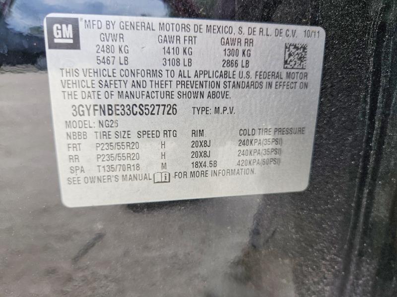Aukcja sprzedaży 2012 Cadillac Srx, vin: 3GYFNBE33CS527726, numer aukcji: 49289856
