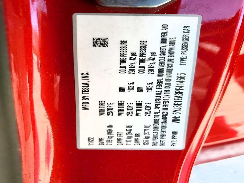 2023 Tesla Model 3 მანქანა იყიდება აუქციონზე, vin: 5YJ3E1EA3PF414665, აუქციონის ნომერი: 46626486