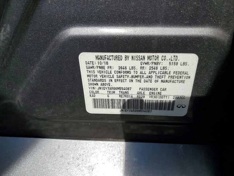 Продаж на аукціоні авто 2019 Infiniti Q50, vin: JN1EV7AR6KM554087, номер лоту: 49831196