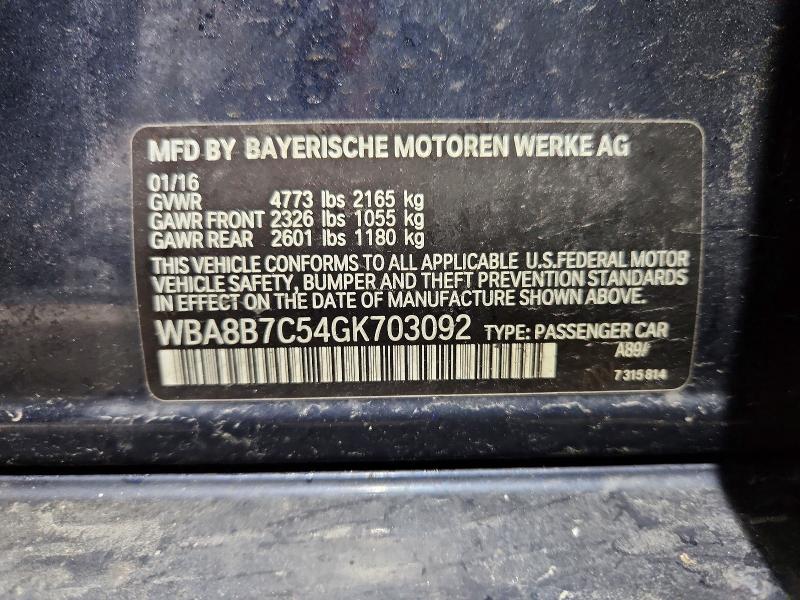 Продажа на аукционе авто 2016 Bmw 340, vin: WBA8B7C54GK703092, номер лота: 50495516