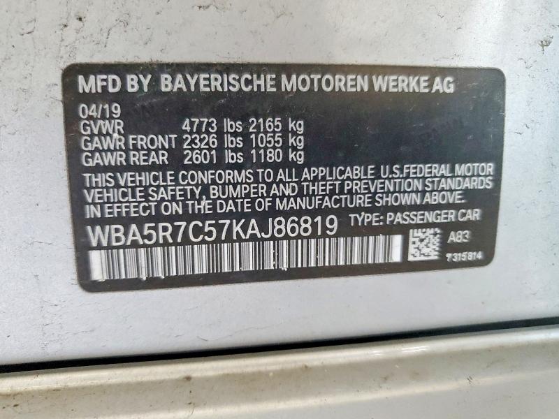 Продажа на аукционе авто 2019 Bmw 330xi, vin: WBA5R7C57KAJ86819, номер лота: 50659316