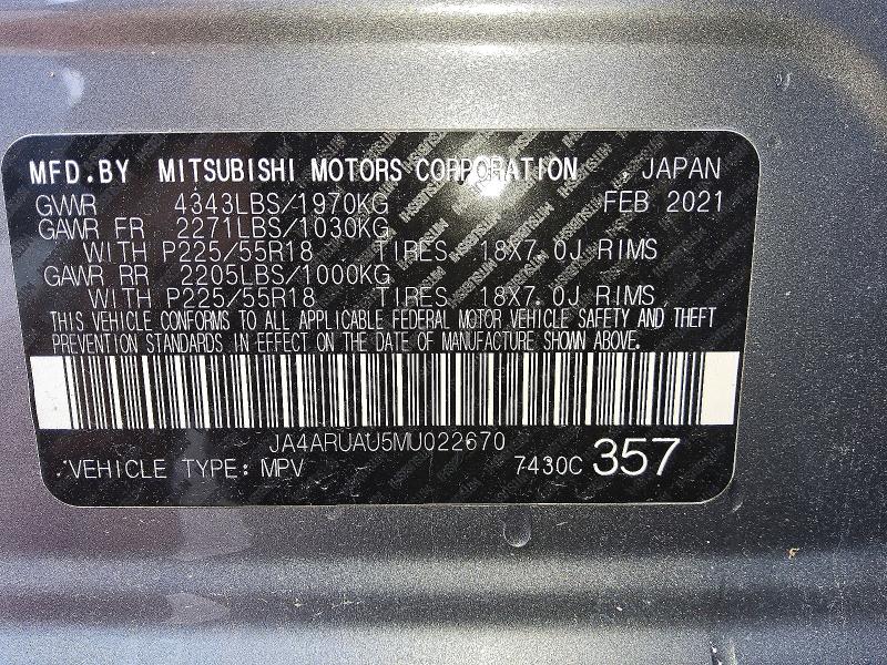 Продажа на аукционе авто 2021 Mitsubishi Outlander Sport, vin: JA4ARUAU5MU022670, номер лота: 50245506