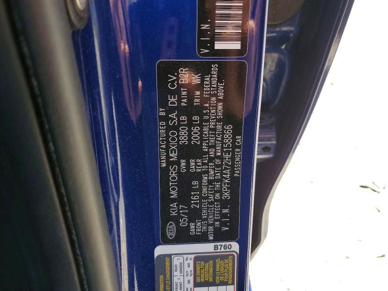 51180686 :رقم المزاد ، 3KPFK4A72HE158866 vin ، 2017 Kia Forte مزاد بيع