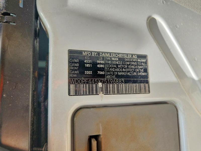 2007 Dodge Sprinter მანქანა იყიდება აუქციონზე, vin: WD0PF445X75196883, აუქციონის ნომერი: 50663306