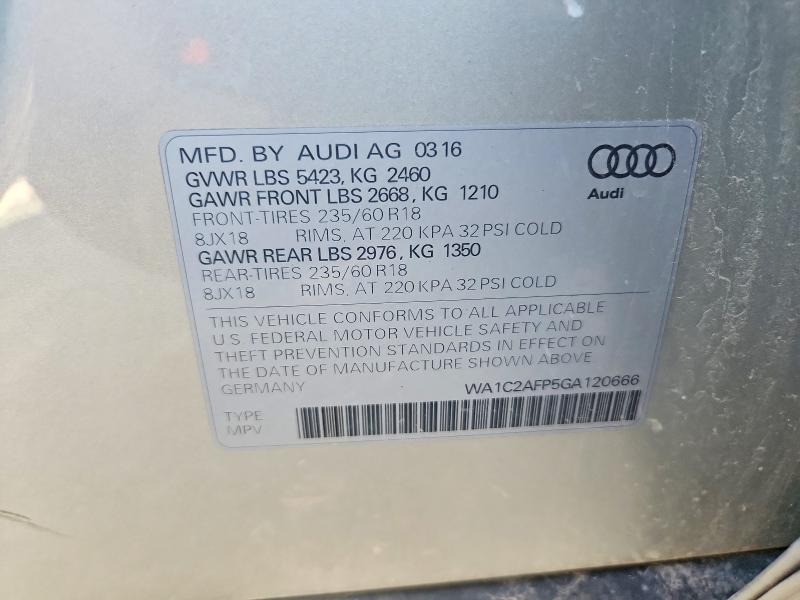 49336606 :رقم المزاد ، WA1C2AFP5GA120666 vin ، 2016 Audi Q5 مزاد بيع